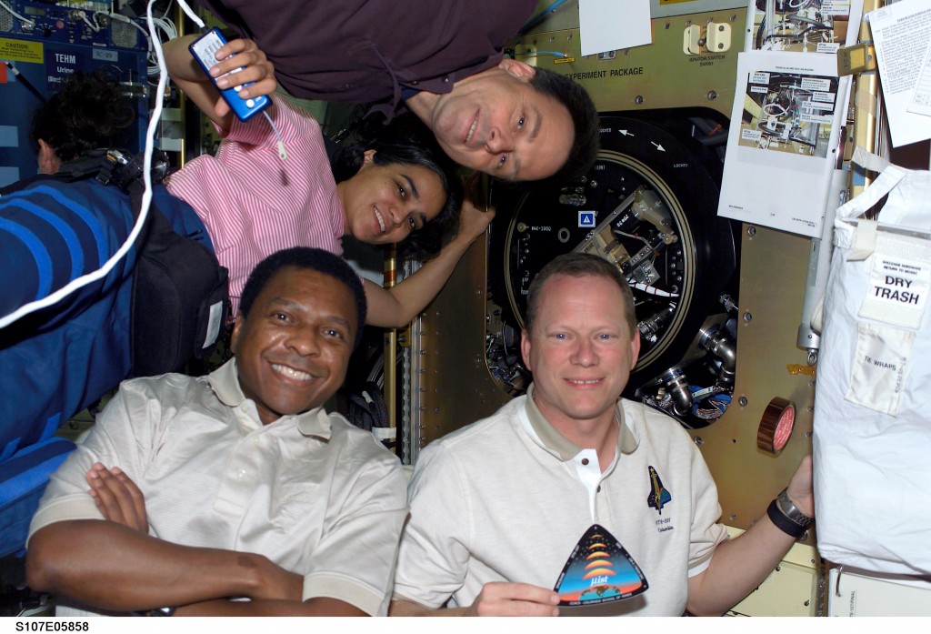 Kalpana Chawla poses with fellow crew members Ilan Ramon, Michael Anderson and David Brown. Image credit Redorbit