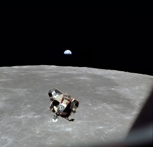 The Lunar Module "Eagle," as seen from Apollo 11's Columbia.