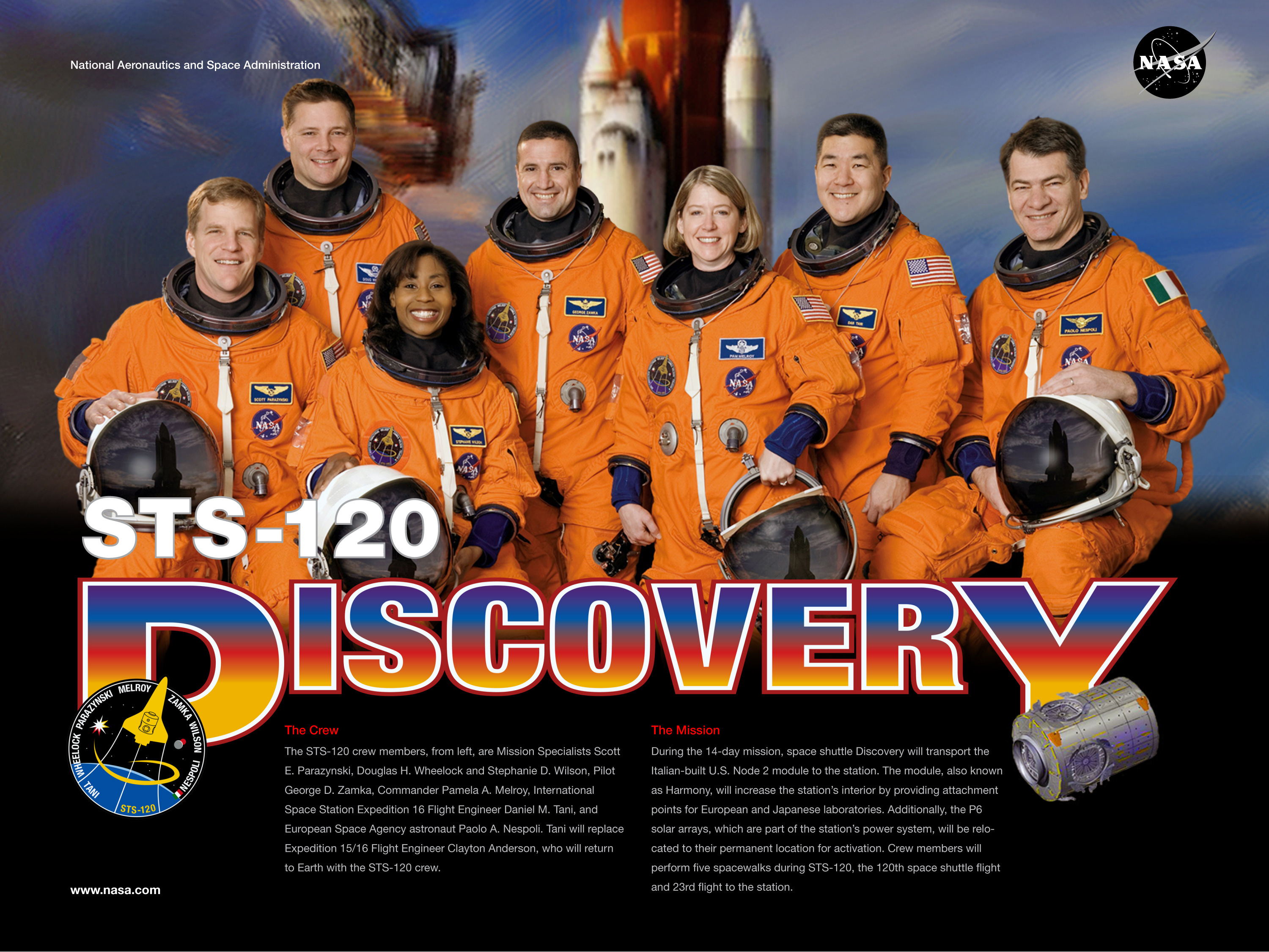 The STS-120 Crew. Image credit NASA