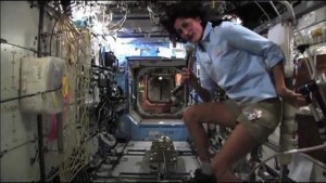 Sunita Williams on ISS bicycle