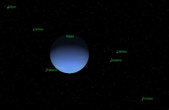 Relative distances of the moons from Neptune. Image credit Astronomy Matters