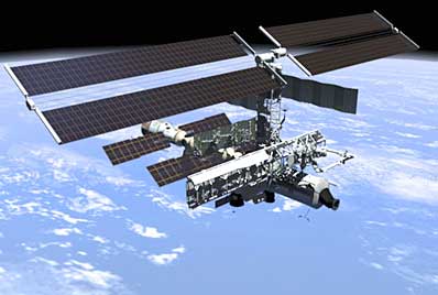 A view of the International Space Station with the S1 Truss.