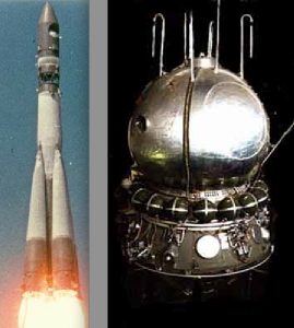 The Vostok rocket and capsule. Image credit: Science Blogs