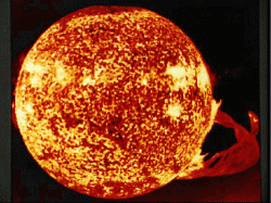 One of the solar flares captured by the crew of Skylab 4.