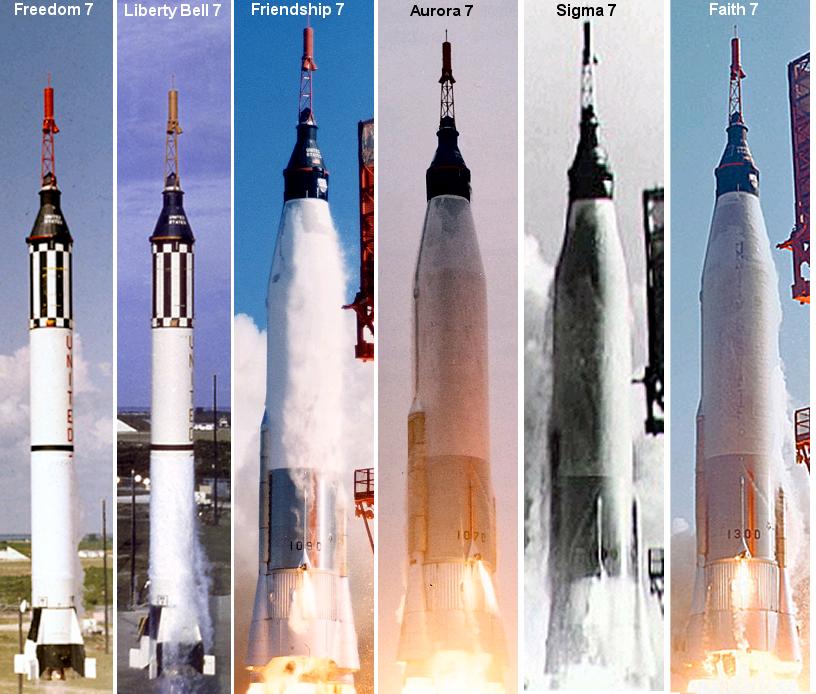 A comparison of the rockets used to launch the six manned Mercury missions. Image credit Amy Shira Teitel