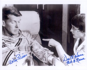 Dee O'hara has a discussion with Wally Schirra. Image credit Farthest Reaches