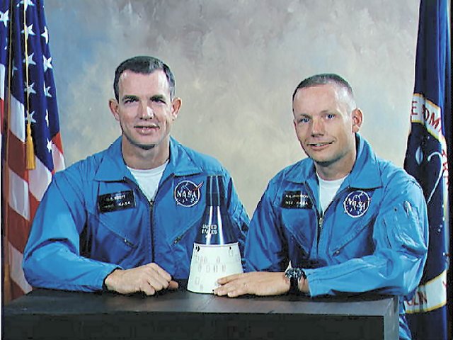 Dave Scott (left) and Neil Armstrong